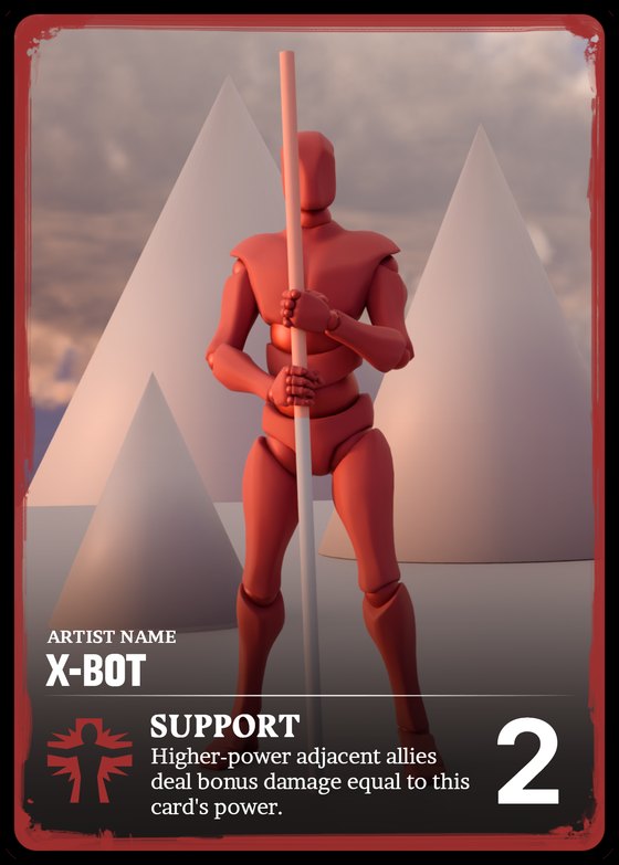 Example card — X-Bot, Support, power 2